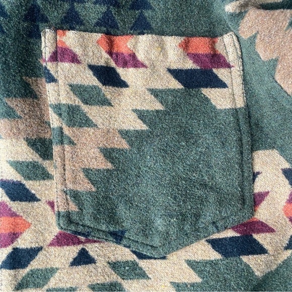 REVOLUTION Checked Navajo-Inspired Overshirt Zip Dark Green Size M - Picture 8 of 16
